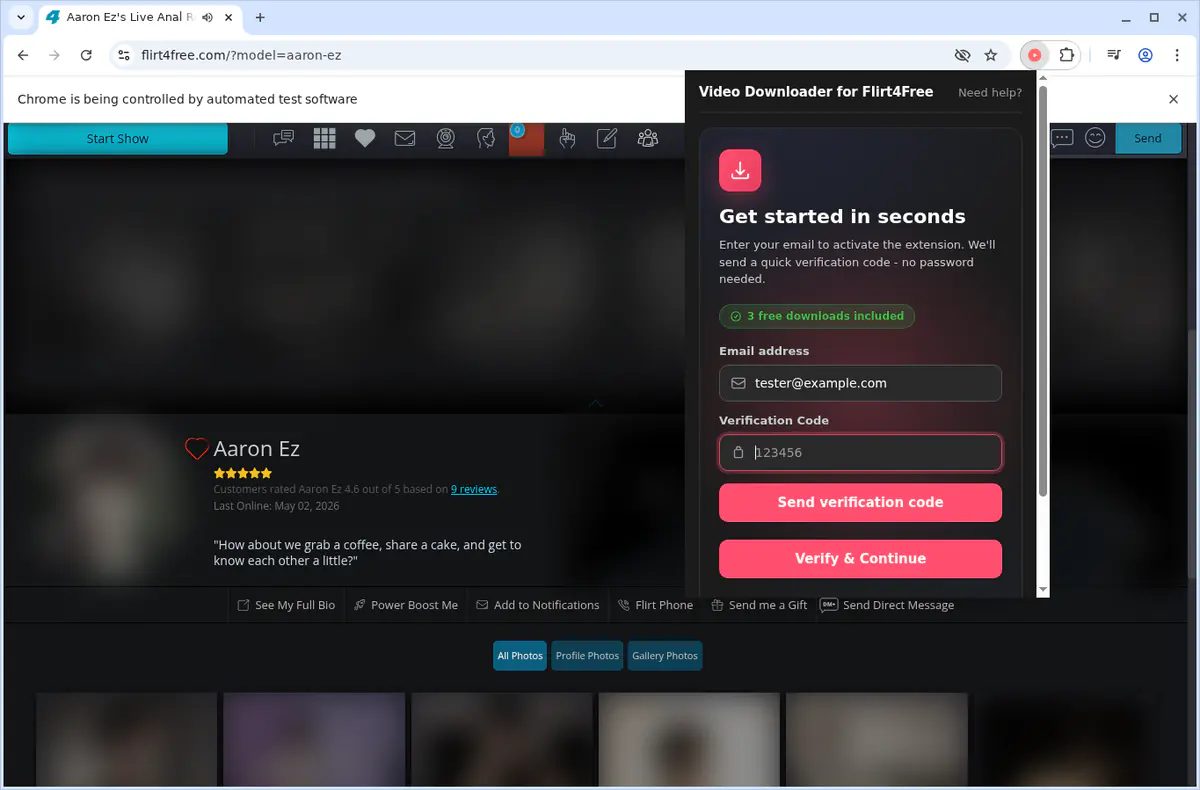 Flirt4free Video Downloader browser extension screenshot 5